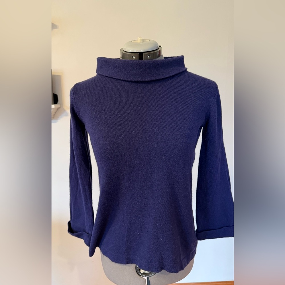 Boden Blue Turtleneck Sweater Classic Cowl Design